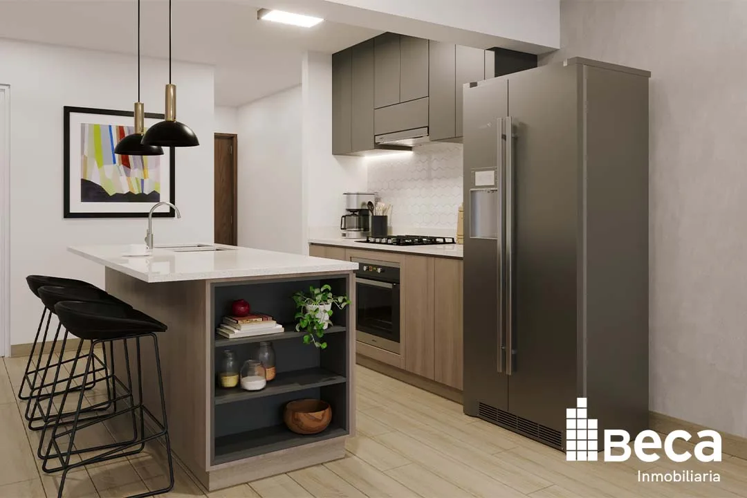 Cocina abierta y Acabados Departamentos nuevos