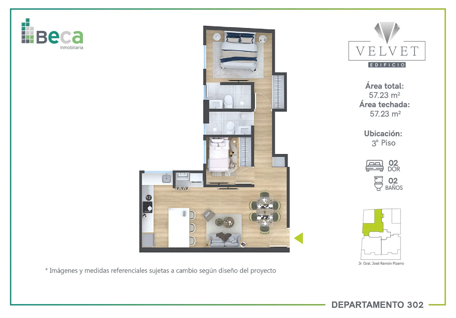 Departamento - Tipo 302 | Edificio Velvet