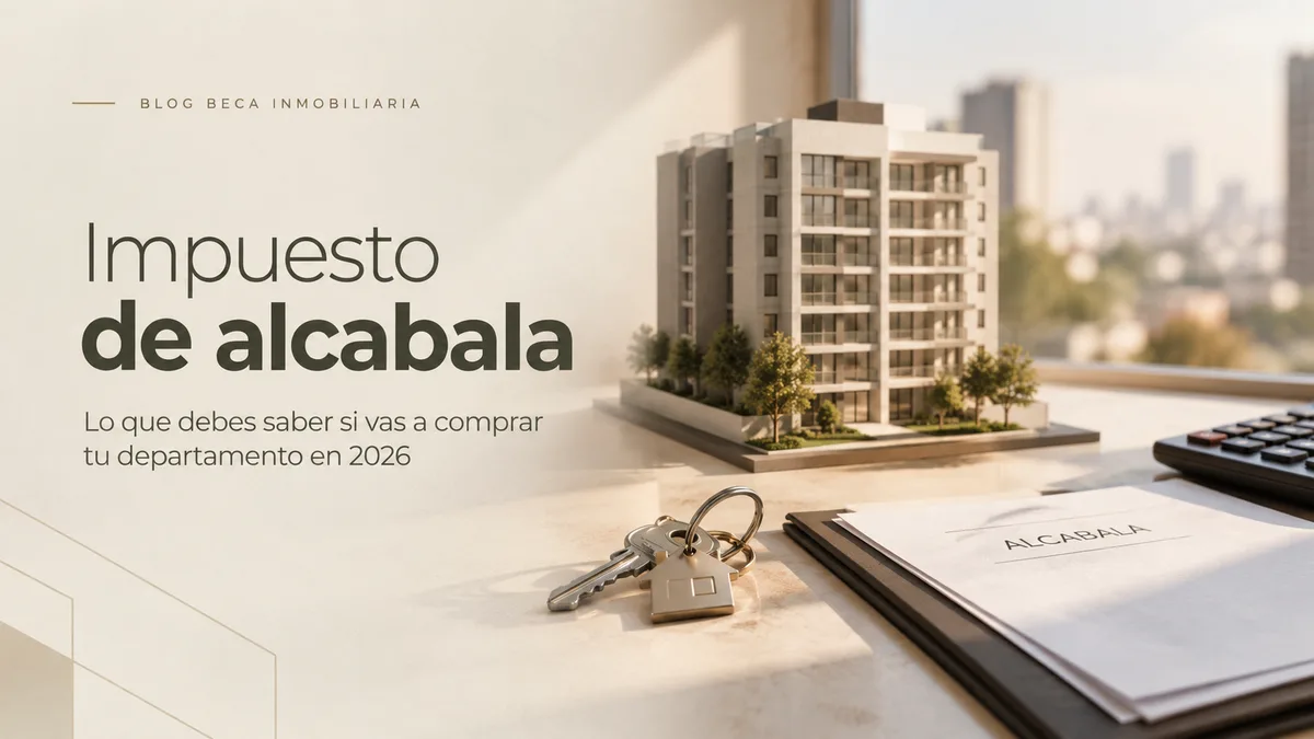 Documentos de compraventa y calculadora sobre un escritorio, al momento de calcular el impuesto de alcabala