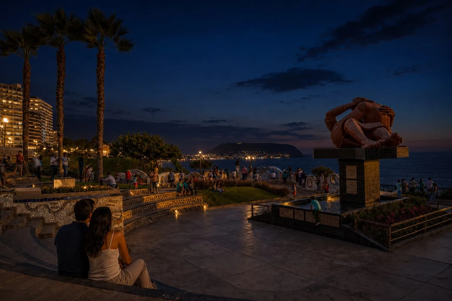 Parque del amor Miraflores, de noche