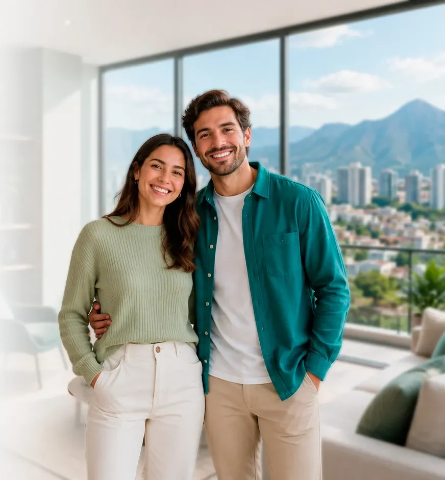 Pareja en su nuevo departamento de Lima Moderna